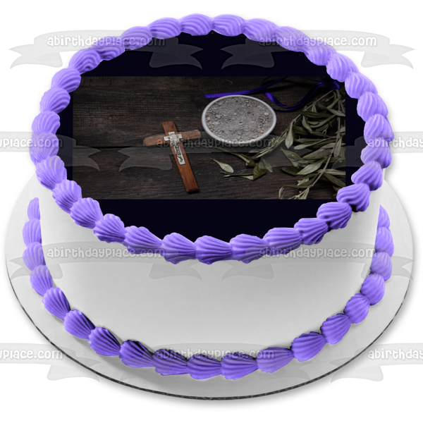 Ash Wednesday a Cross and Ashes Edible Cake Topper Image ABPID57345