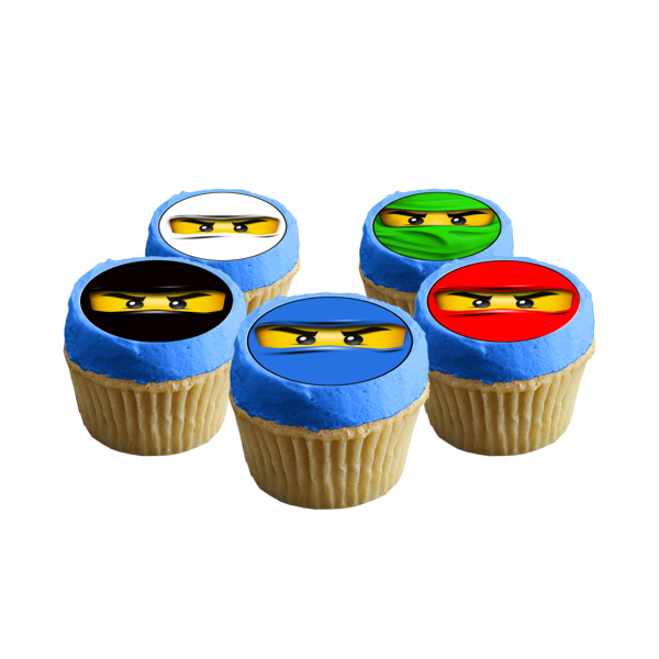 LEGO Ninjago Ninja Masks Faces Edible Cupcake Topper Images ABPID04531