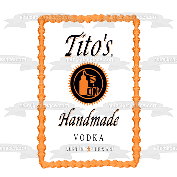 Tito's Handmade Vodka Label Edible Cake Topper Image ABPID57346