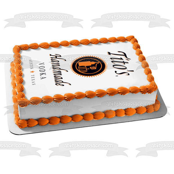 Tito's Handmade Vodka Label Edible Cake Topper Image ABPID57346