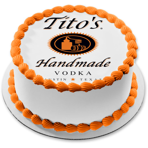 Tito's Handmade Vodka Label Edible Cake Topper Image ABPID57346