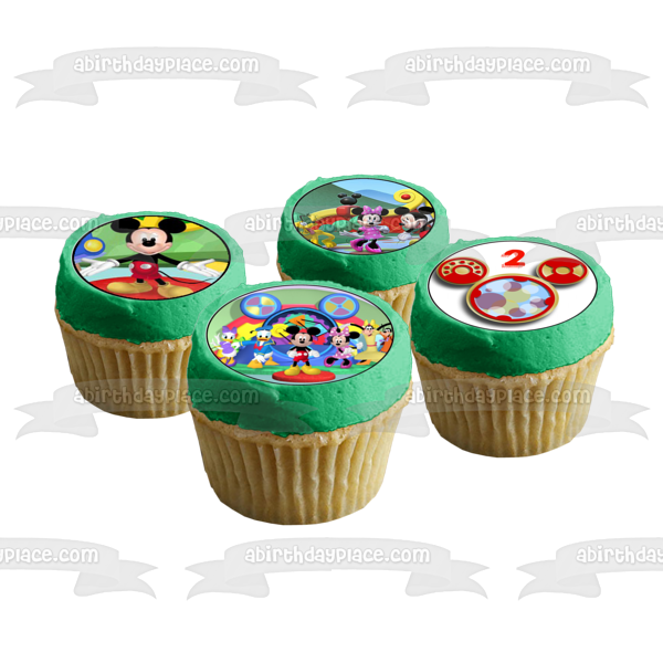 Mickey Mouse Clubhouse Minnie Mouse Goofy Pluto Donald Duck and Daisy Duck  Happy 2nd Birthday Edible Cupcake Topper Images ABPID05402