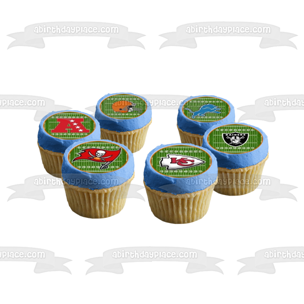 NFL Logos New England Patriots Cleveland Browns and the Seattle Seahawks Edible Cupcake Topper Images ABPID05545