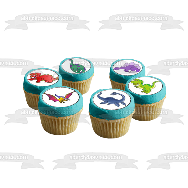 Dinosaur Babies Tyrannosaurus Rex Pterodactyl and Stegosaurus Edible Cupcake Topper Imágenes ABPID05602 