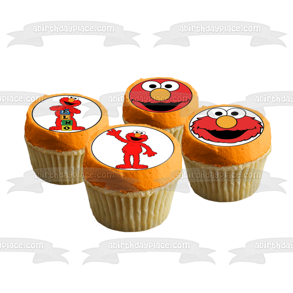 Barrio Sésamo Elmo Muppet El mundo de Elmo agitando imágenes comestibles para cupcakes ABPID05647 