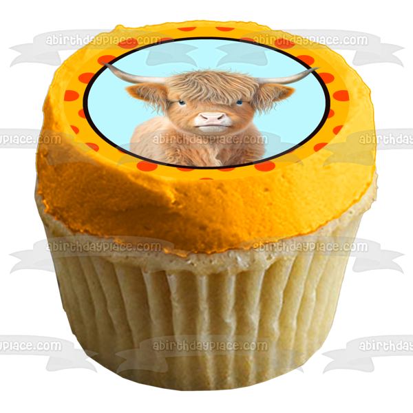 Baby Highland Cow Edible Cake Topper Image ABPID57437