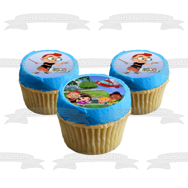 Little Einsteins Logo Spaceship Balloons Leo Annie June and Quincy with Spaceships and Balloons Edible Cupcake Topper Images ABPID06720