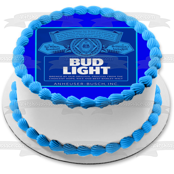 Bud Light Anheuser-Busch Etiqueta Edad personalizada y mensaje Imagen comestible para decoración de tarta ABPID57475 