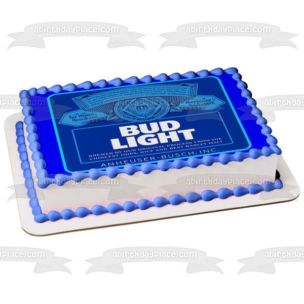 Bud Light Anheuser-Busch Etiqueta Edad personalizada y mensaje Imagen comestible para decoración de tarta ABPID57475 