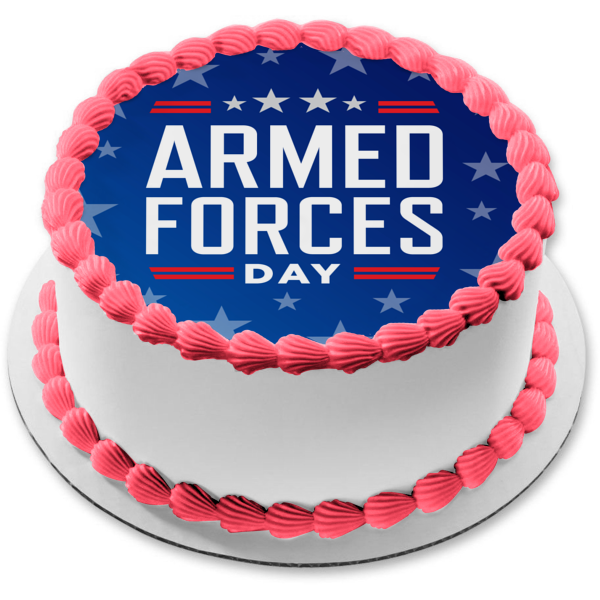 Armed Forces Day Blue Stars Edible Cake Topper Image ABPID57458