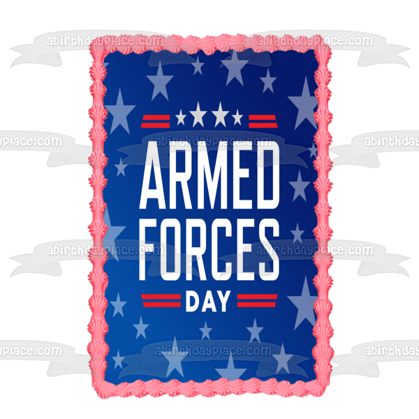 Armed Forces Day Blue Stars Edible Cake Topper Image ABPID57458