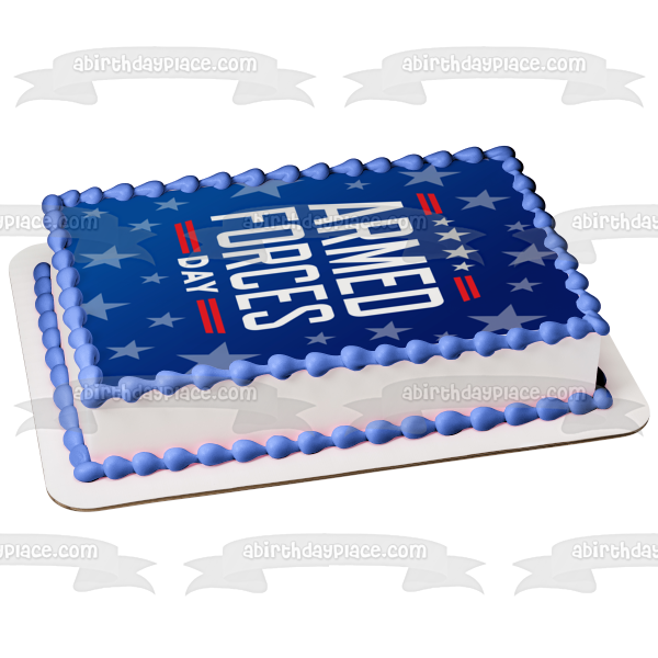 Armed Forces Day Blue Stars Edible Cake Topper Image ABPID57458