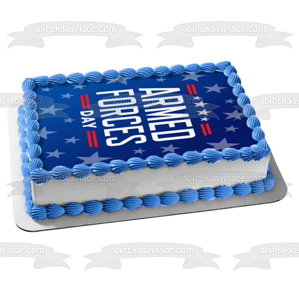 Armed Forces Day Blue Stars Edible Cake Topper Image ABPID57458