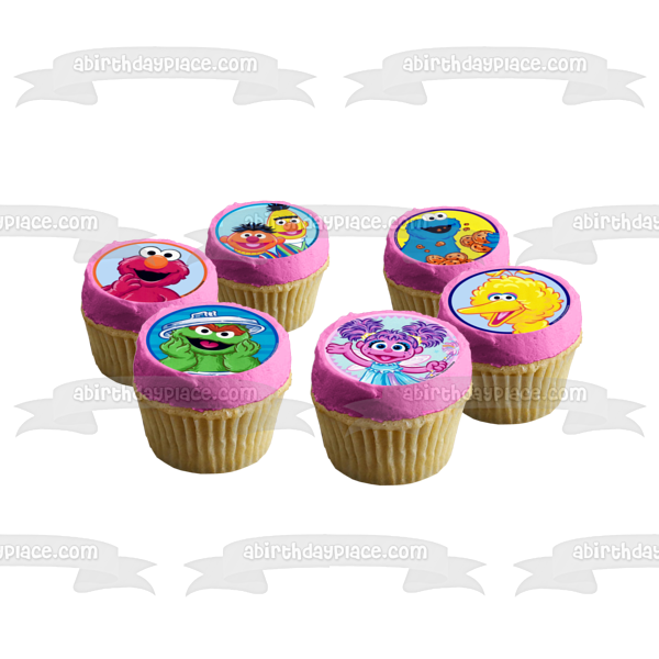 Sesame Street Elmo Bert Oscar the Grouch Cookie Monster Ernie and Abby Cadabby Edible Cupcake Topper Images ABPID07239