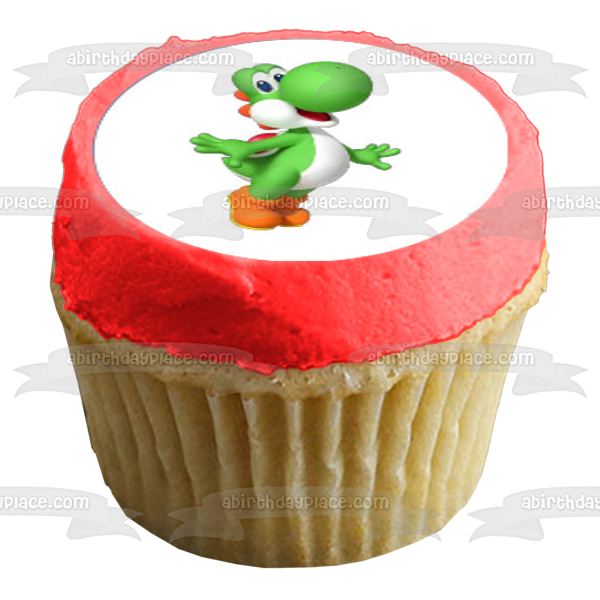 Super Mario Brothers Luigi Yoshi Toad Starman Princesa Peach y una estrella verde Imágenes comestibles para cupcakes ABPID07326 