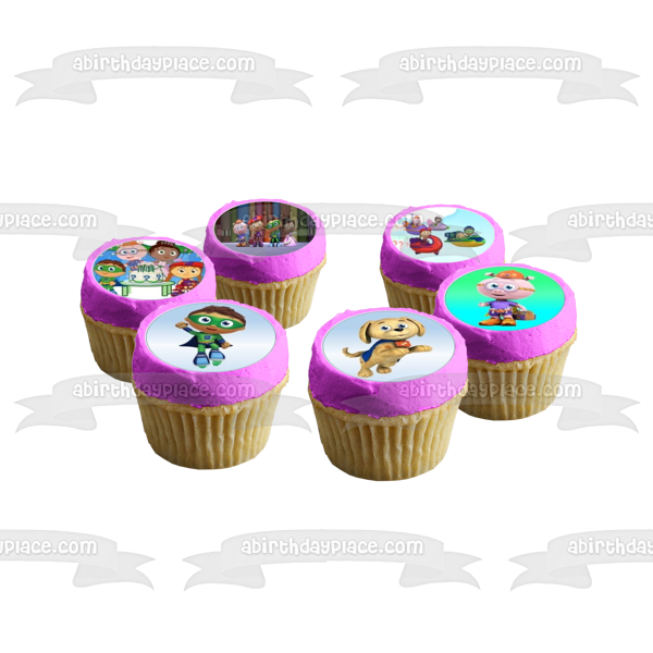 Super Why Feliz cumpleaños pastel piñata Whyatt cerdo y princesa guisante comestible Cupcake Topper imágenes ABPID07671 