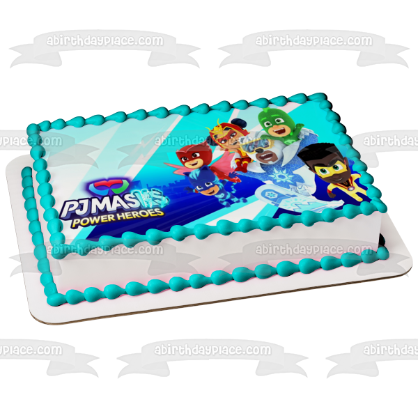 Pj Masks Power Heroes Catboy Owlette Gekko an Yu Newton Star y Ice Cub Adorno comestible para tarta Imagen ABPID57538 