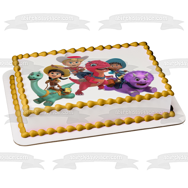 Dino Ranch John Min Miguel and Dinosaurs Edible Cake Topper Image ABPID57626