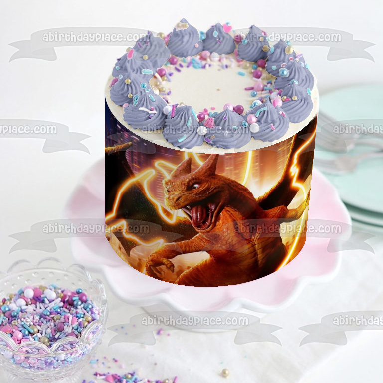 Imagen comestible para tarta con diseño de Detective Pikachu Charizard Roar ABPID57711 