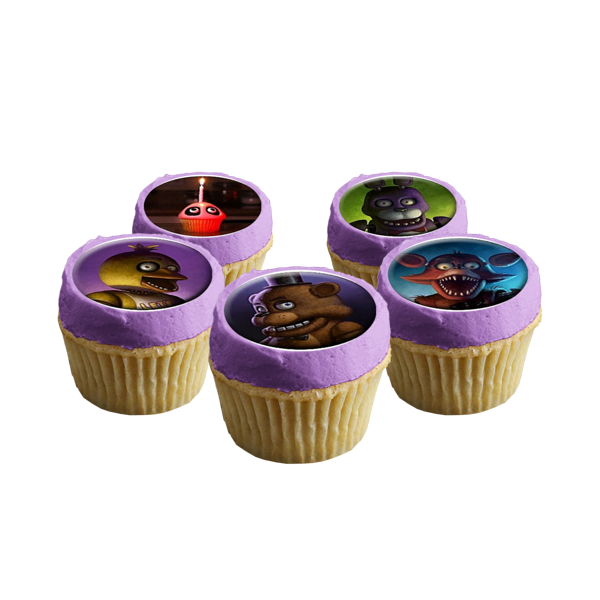 Five Nights at Freddy's Freddy Fazbear Bonnie Foxy Chiko and a Cupcake Edible Cupcake Topper Images ABPID08029