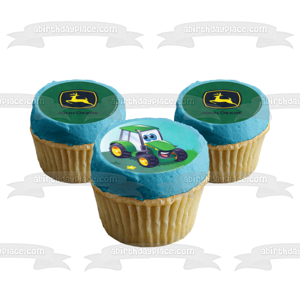 John Deere Logo Tractors Edible Cupcake Topper Images ABPID08136