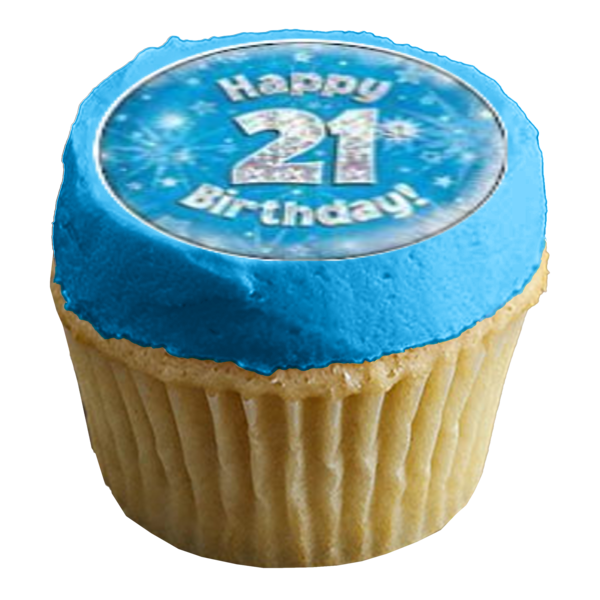 Happy 21st Birthday Boy Stars Edible Cupcake Topper Images ABPID08151