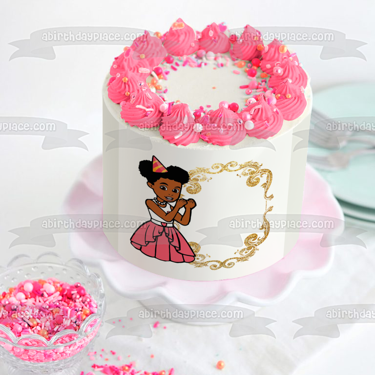 Gracie's Corner It's Party Time Customizeable Message Frame Edible Cake Topper Image ABPID57731