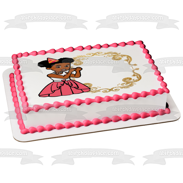 Gracie's Corner It's Party Time Customizeable Message Frame Edible Cake Topper Image ABPID57731