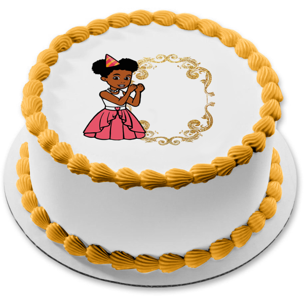 Gracie's Corner It's Party Time Customizeable Message Frame Edible Cake Topper Image ABPID57731