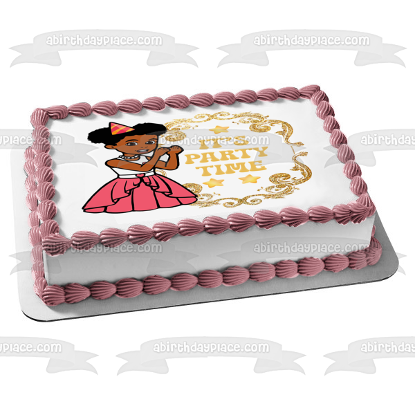 Gracie's Corner It's Party Time Customizeable Message Frame Edible Cake Topper Image ABPID57731