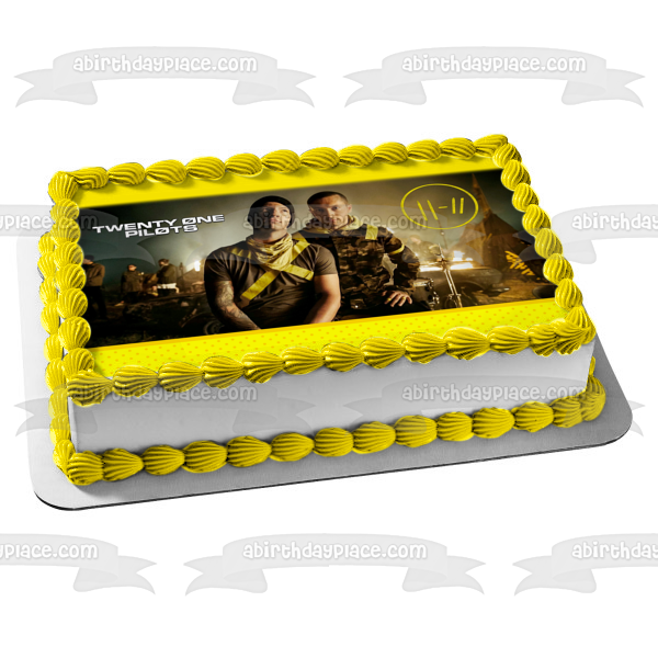 Twenty One Pilots Yellow Border Customizeable Edible Cake Topper Image ABPID57743