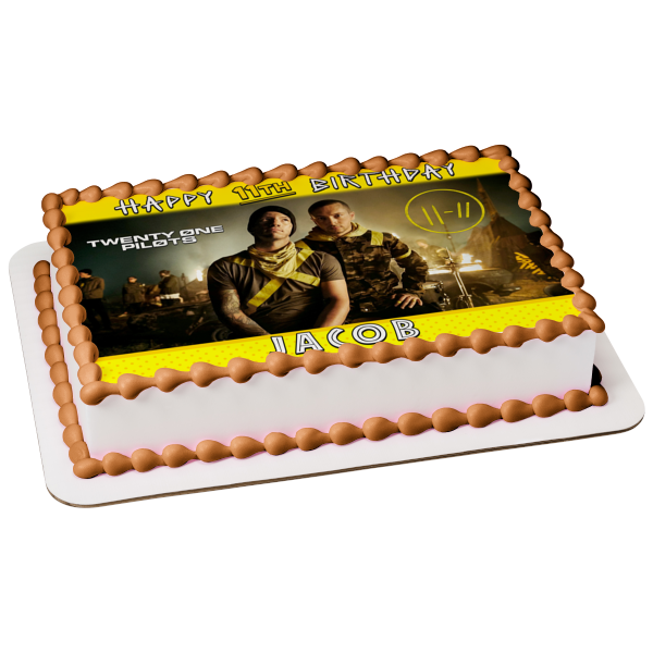 Twenty One Pilots Yellow Border Customizeable Edible Cake Topper Image ABPID57743