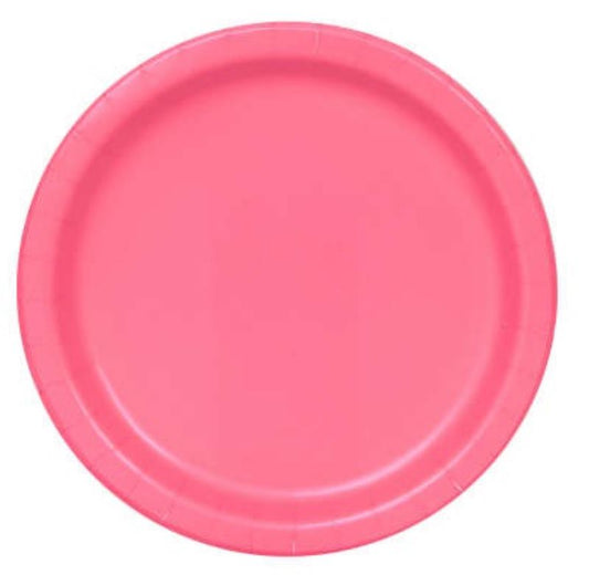 Platos rosa intenso de 9", 8 unidades