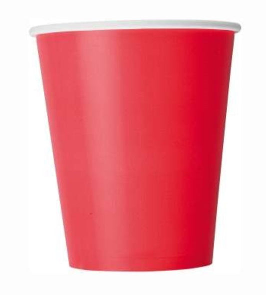 Vasos rojo rubí de 9 oz, 8 unidades