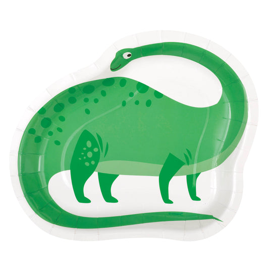 Blue & Green Dinosaur Shaped 8.25" Plates, 8ct