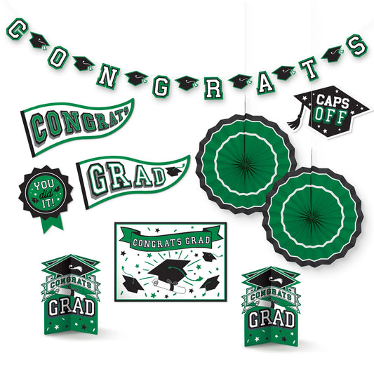 Grad Party Decorating Kit - Green, 10pcs