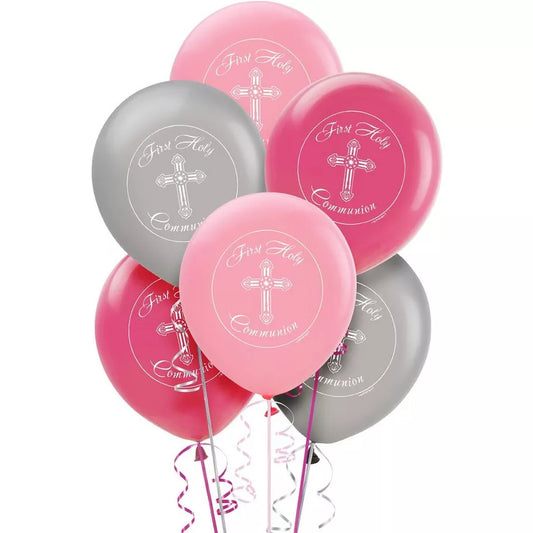 Globos Latex Estampados Comunión - Rosa