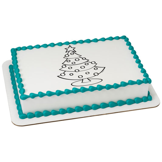 Paintable Christmas Tree Edible Cake Topper Image