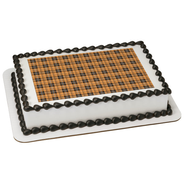 Brown Plaid Birthday Background - Edible Cake and Cupcake Topper For  Birthday's and Parties! - D20467