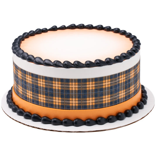 Black Plaid Edible Cake Topper Image Strips