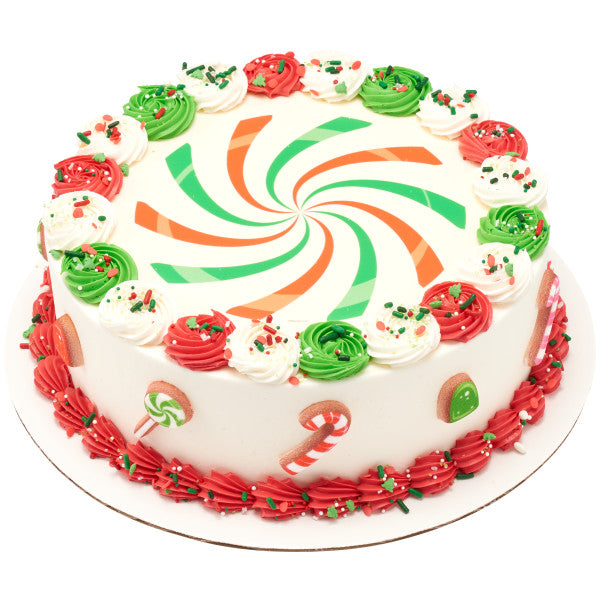 Peppermint Candy Edible Cake Topper Image