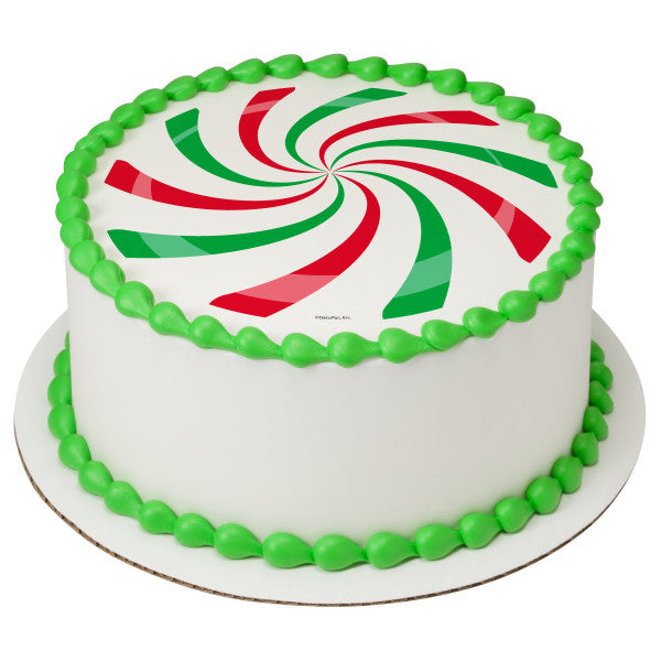 Peppermint Candy Edible Cake Topper Image