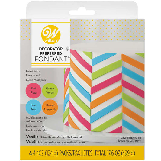 Decorator Preferred Fondant de neón, paquete de 4 glaseado de fondant 