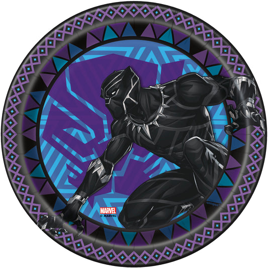 Platos de postre redondos Black Panther de 7", 8 unidades