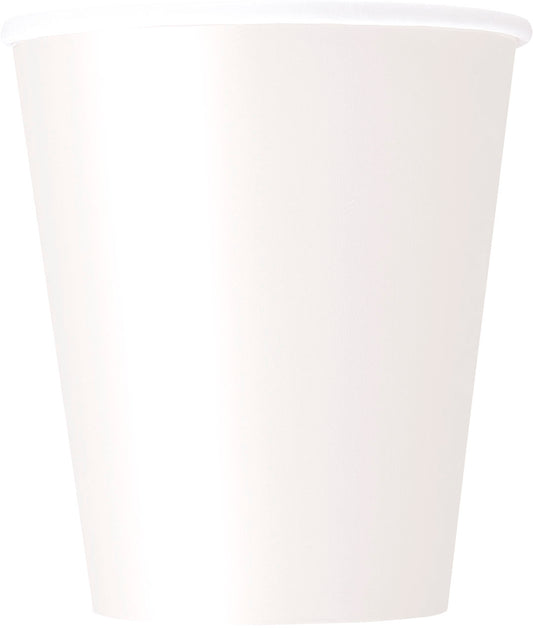 Vasos de papel sólidos blancos de 9 oz, 8 unidades