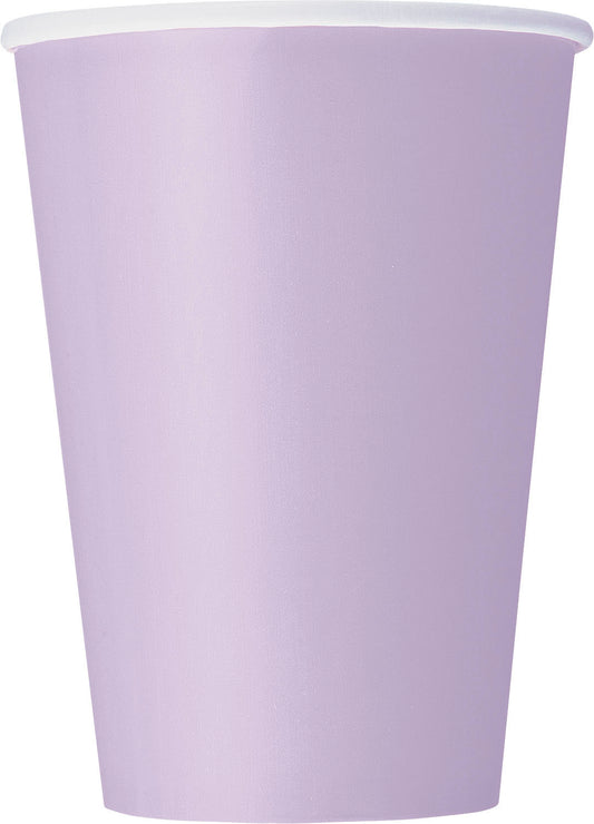 Vasos de papel sólidos lavanda de 12 oz, 10 unidades