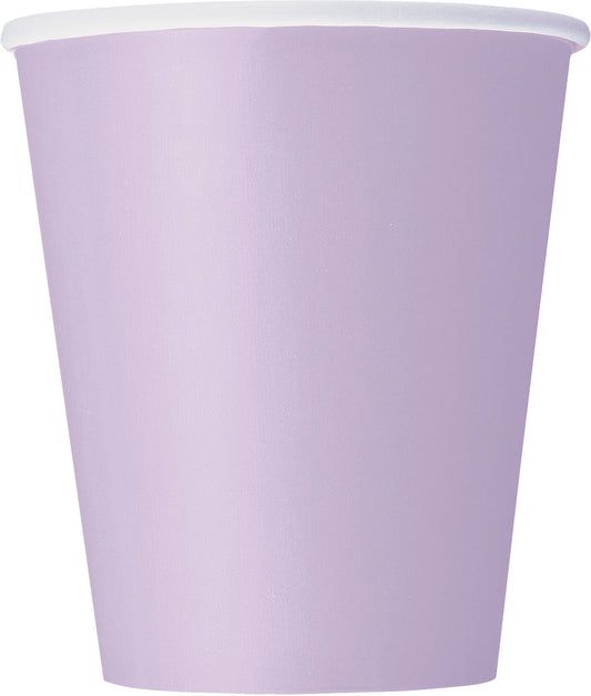 Vasos de papel sólidos lavanda de 9 oz, 8 unidades