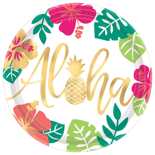 Aloha Metallic Round Plates