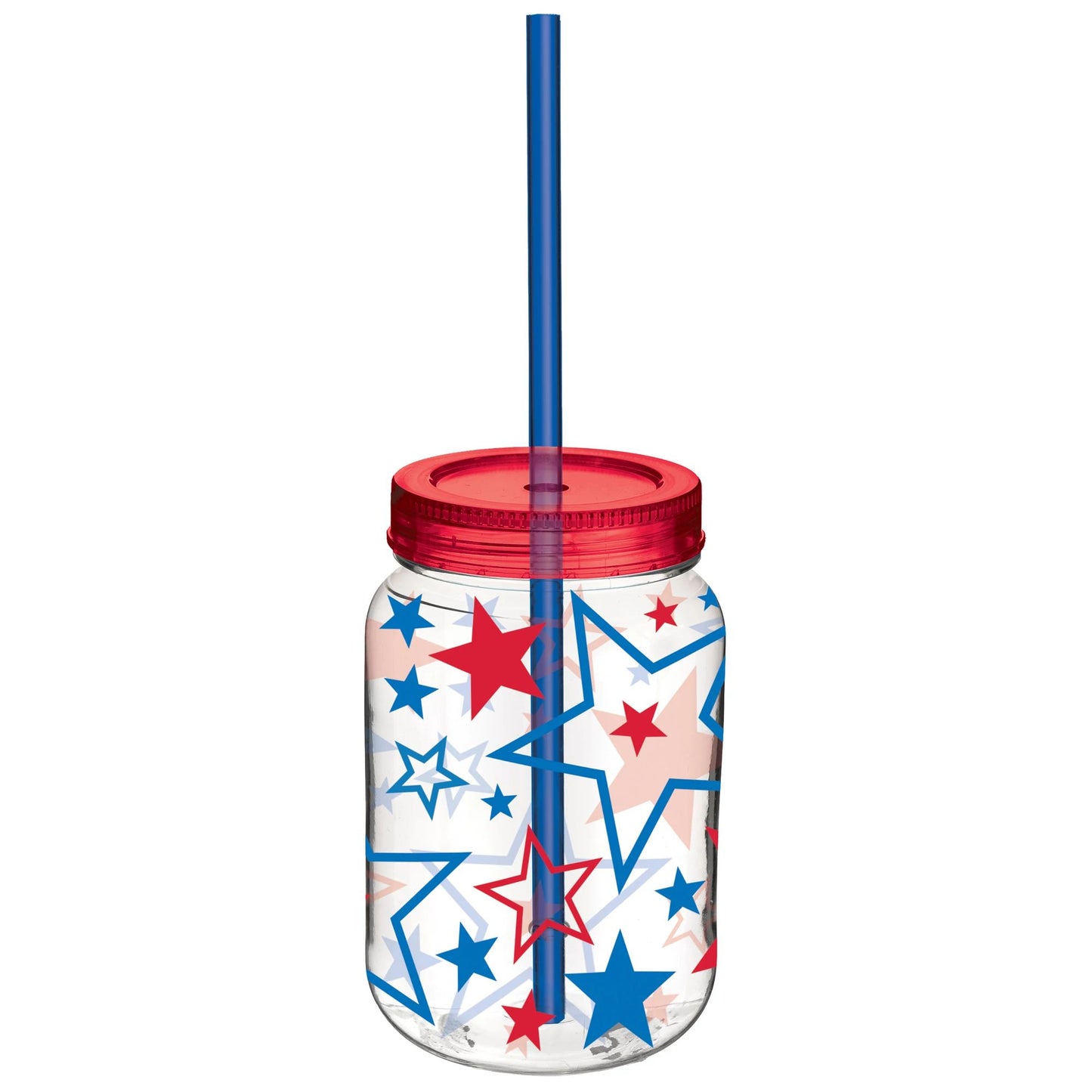 Vaso de plástico patriótico con pajita, 1 unidad