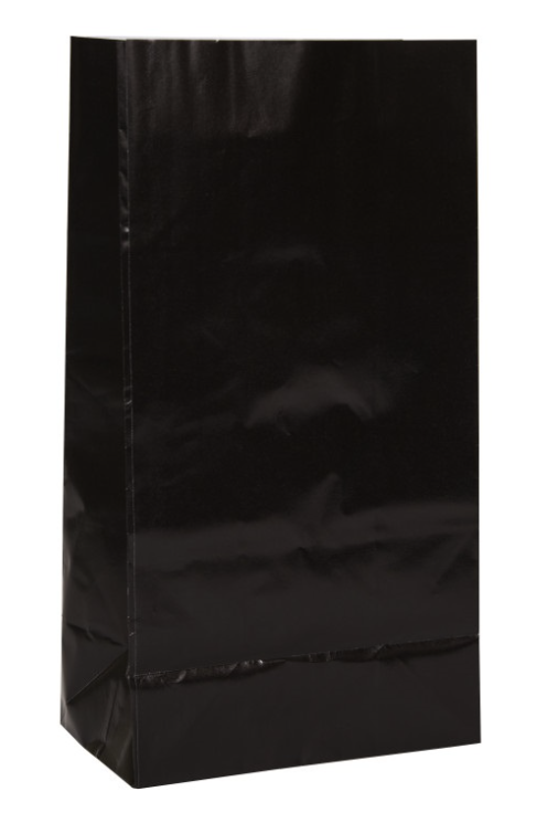 Black Paper Party Bags, 12ct